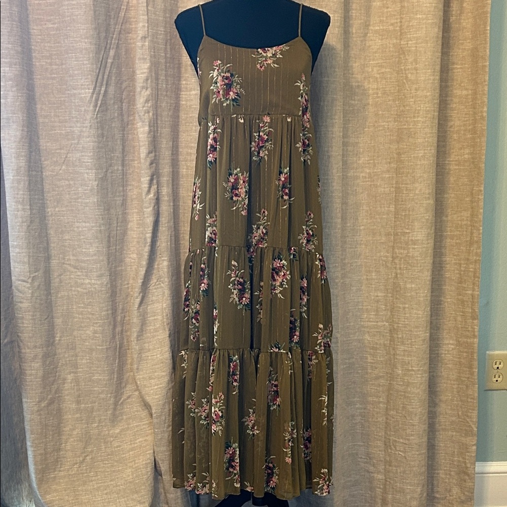 Madewell Olive Floral Maxi Dress